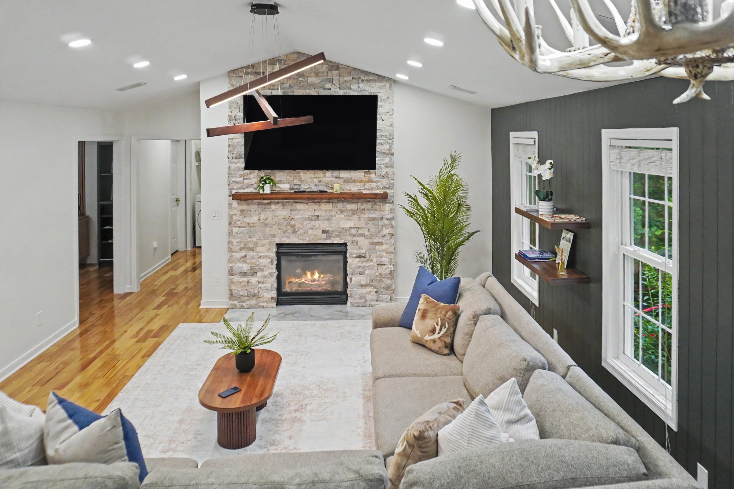 Living room with fireplace
